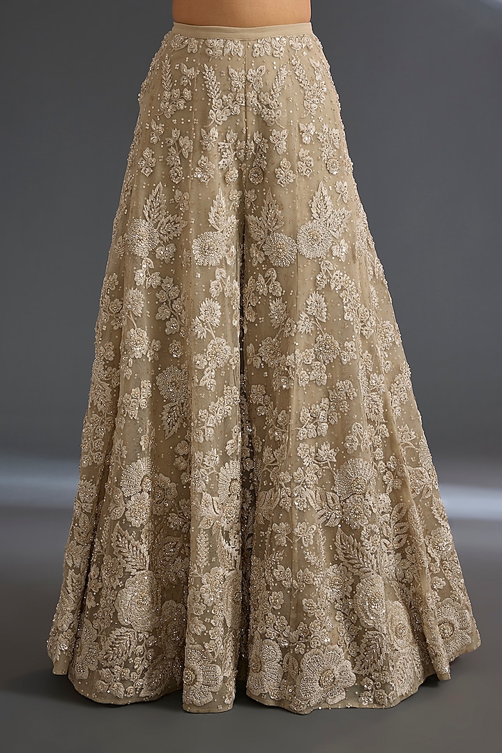 Nude Net Bead Embroidered Bridal Sharara Set by Seema Gujral at Pernia's Pop Up Shop