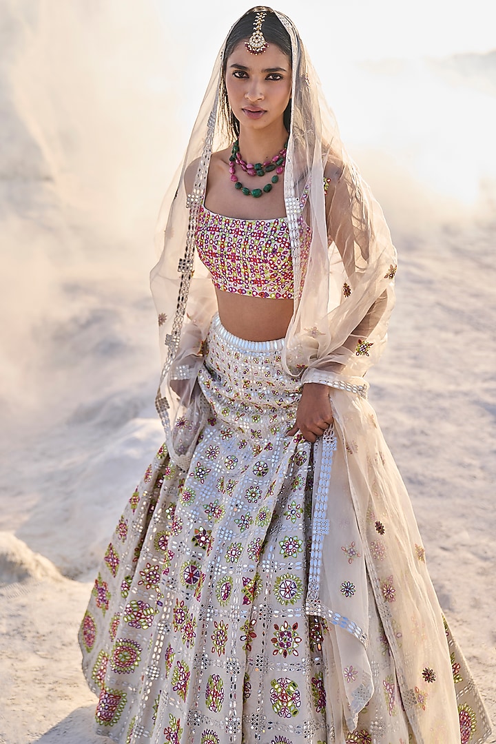 Ivory Embroidered Lehenga Set Design by Seema Gujral at Pernia's Pop Up ...