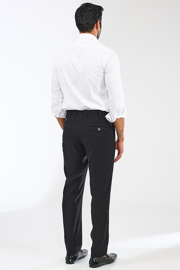 Black Satin Bugle Bead Embroidered Tuxedo Set by Seema Gujral Men at Pernia's Pop Up Shop
