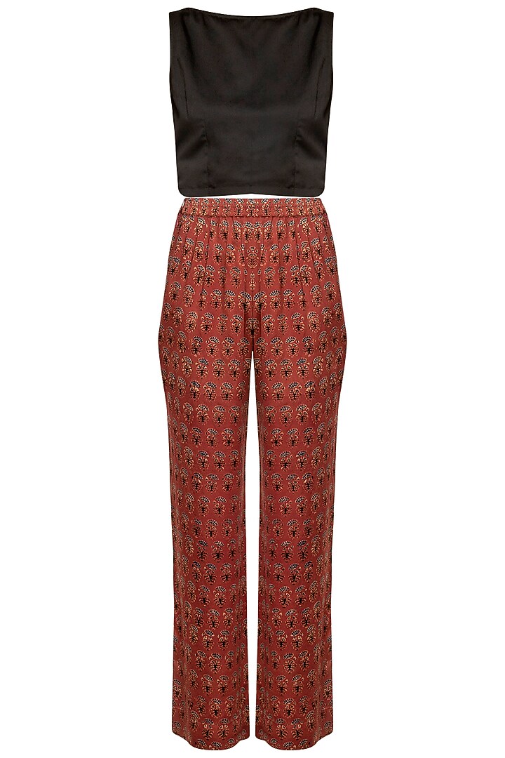 Black and maroon embroidered cape with top and pants by SEJAL JAIN at Pernia's Pop Up Shop