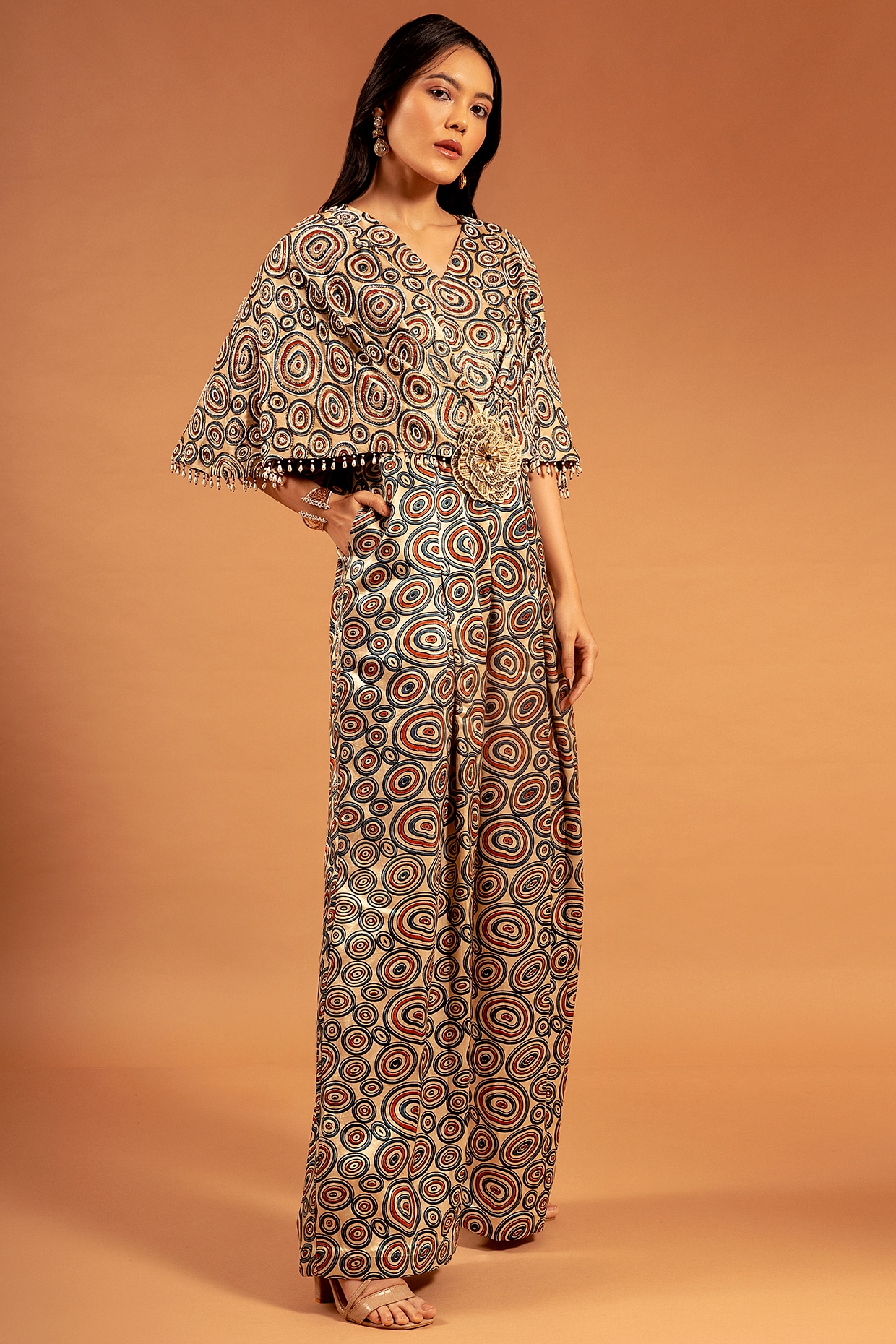 Buy Women Printed Jumpsuit with Jacket | Satin Georgette Fully Stitched  Jumpsuit (M) at Amazon.in