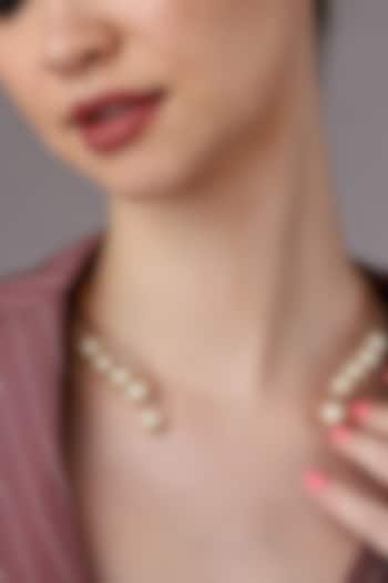 Rose Gold Finish Shell Pearl Necklace by Itrana By Sonal Gupta