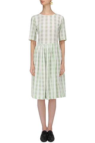 White and Green Soho Dress by Label Ishana