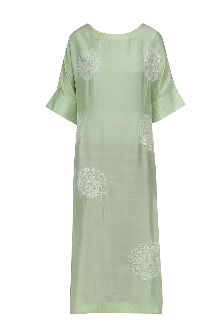 Pista Green Floral Work Kurta by Label Ishana