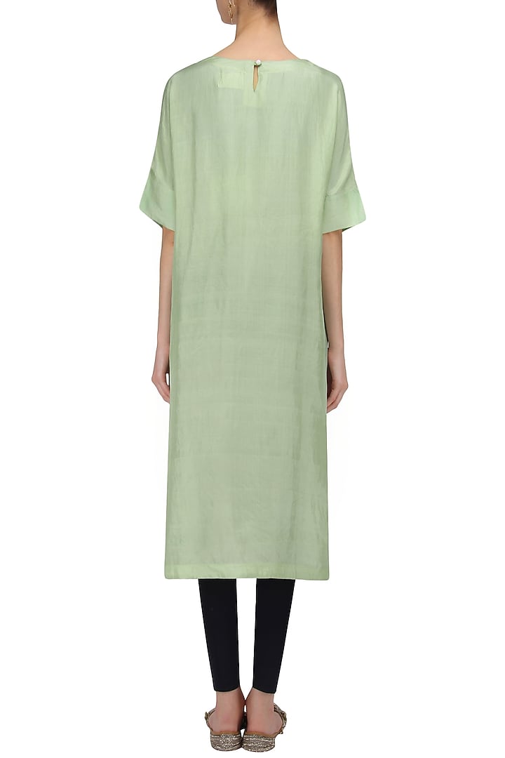 Pista green floral work kurta available only at Pernia's Pop Up Shop.