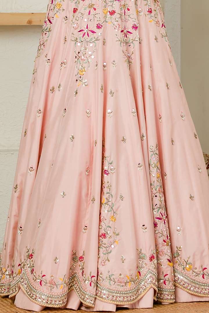 Soft Pink Embroidered Bridal Lehenga Set by Sanya Gulati at Pernia's Pop Up Shop