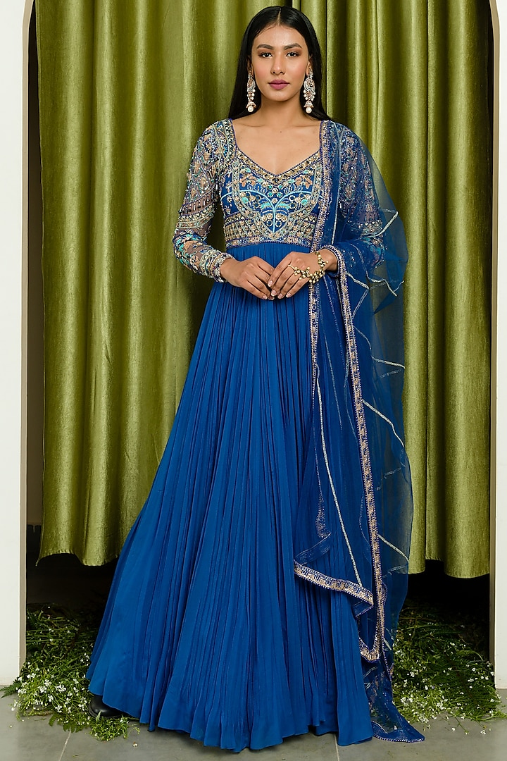 ink blue anarkali