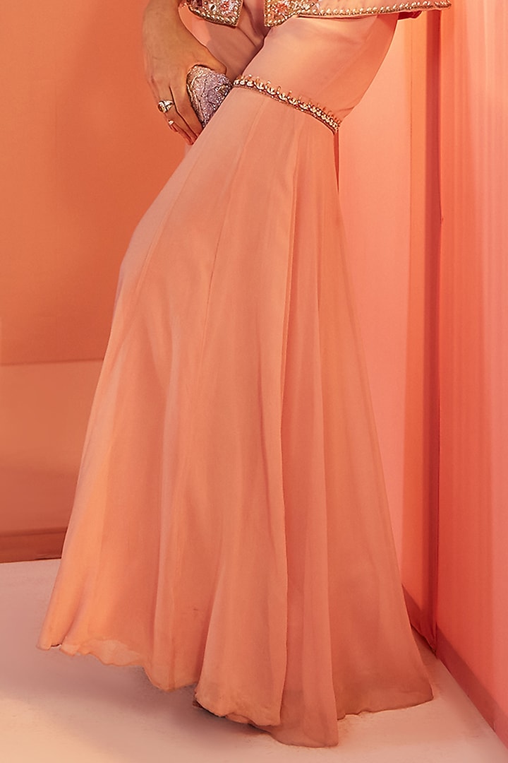 Dusty Pink Georgette Gharara Pant Set by Sanya Gulati at Pernia's Pop Up Shop