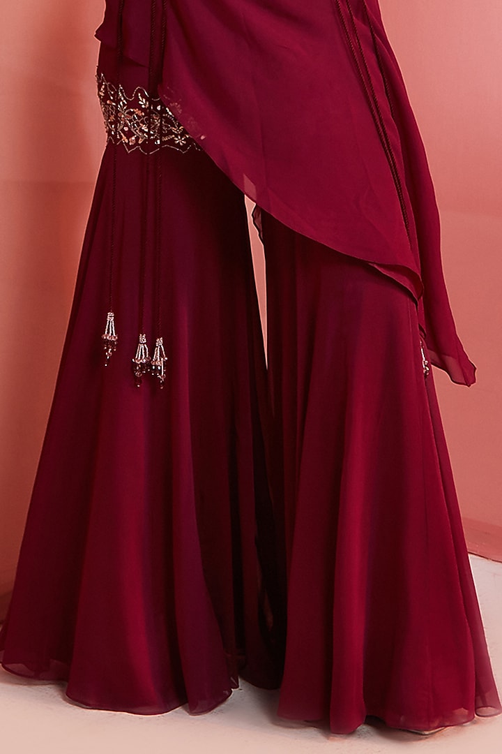 Plum Embroidered Wedding Sharara Set by Sanya Gulati at Pernia's Pop Up Shop