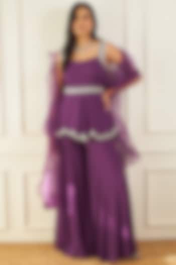 Purple Georgette Wedding Sharara Set by Sanya Gulati at Pernia's Pop Up Shop