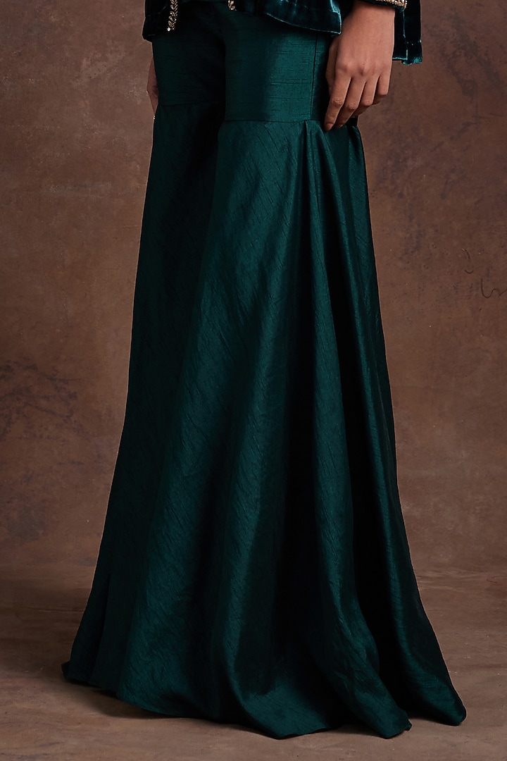 Green Silk Wedding Sharara Set by Sanya Gulati at Pernia's Pop Up Shop