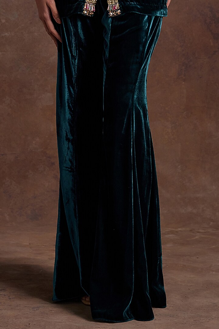 Green Silk Velvet Pant Set by Sanya Gulati at Pernia's Pop Up Shop
