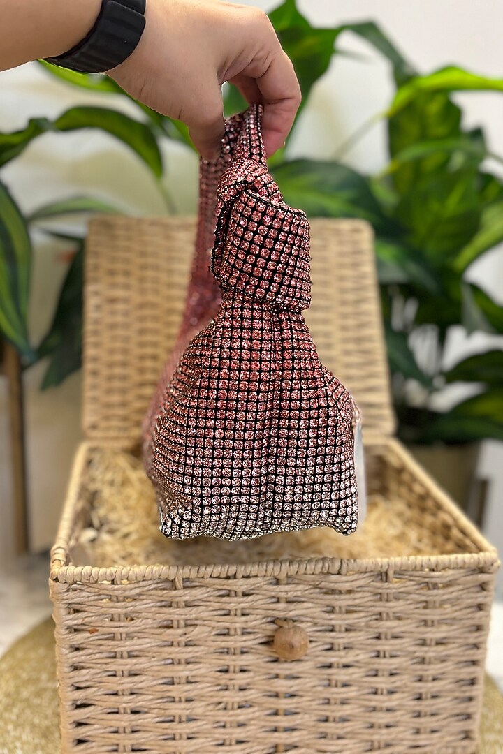 Red Rhinestone Side Knot Clutch by Soniya G Accessories at Pernia's Pop Up Shop