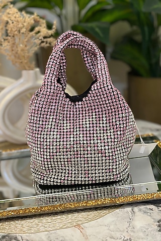 Pink Rhinestone Bucket Bag by Soniya G Accessories