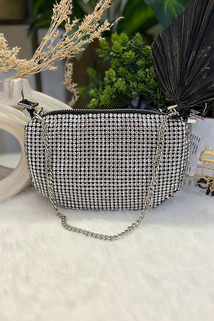 Silver Rhinestone Clutch by Soniya G Accessories at Pernia's Pop Up Shop