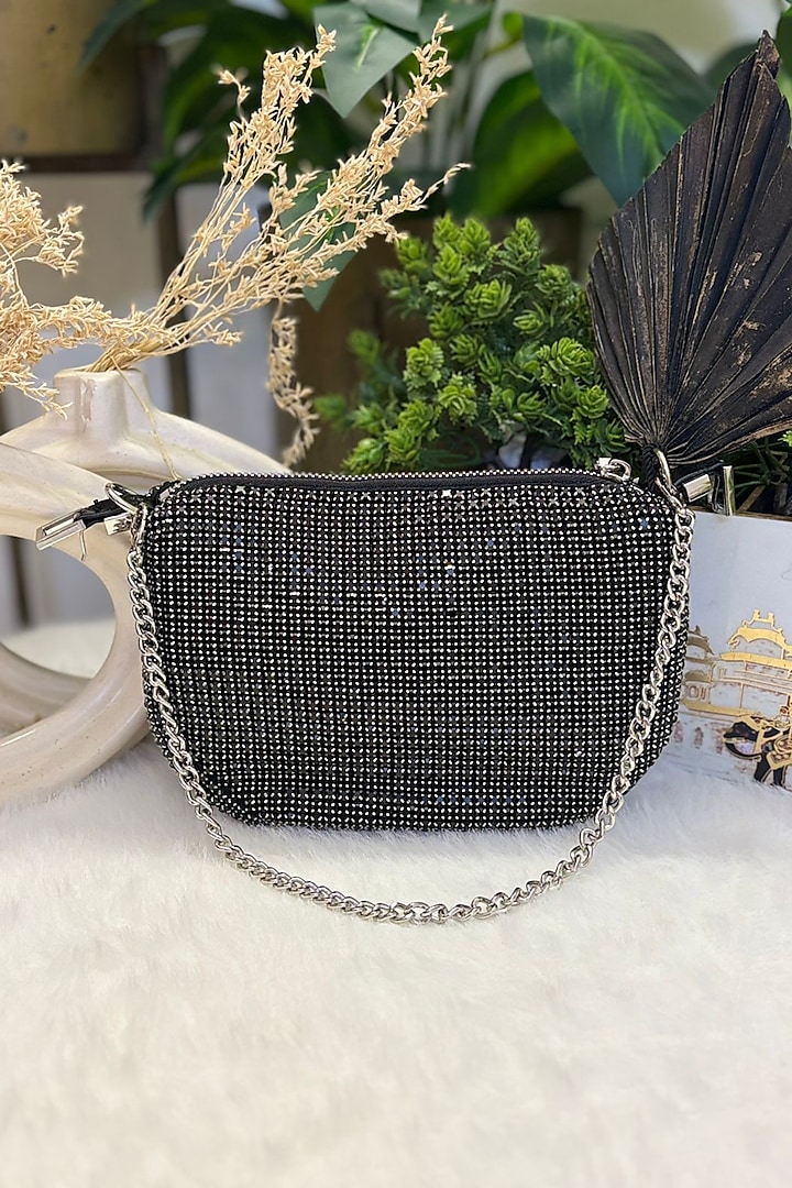 Black Rhinestone Clutch by Soniya G Accessories at Pernia's Pop Up Shop