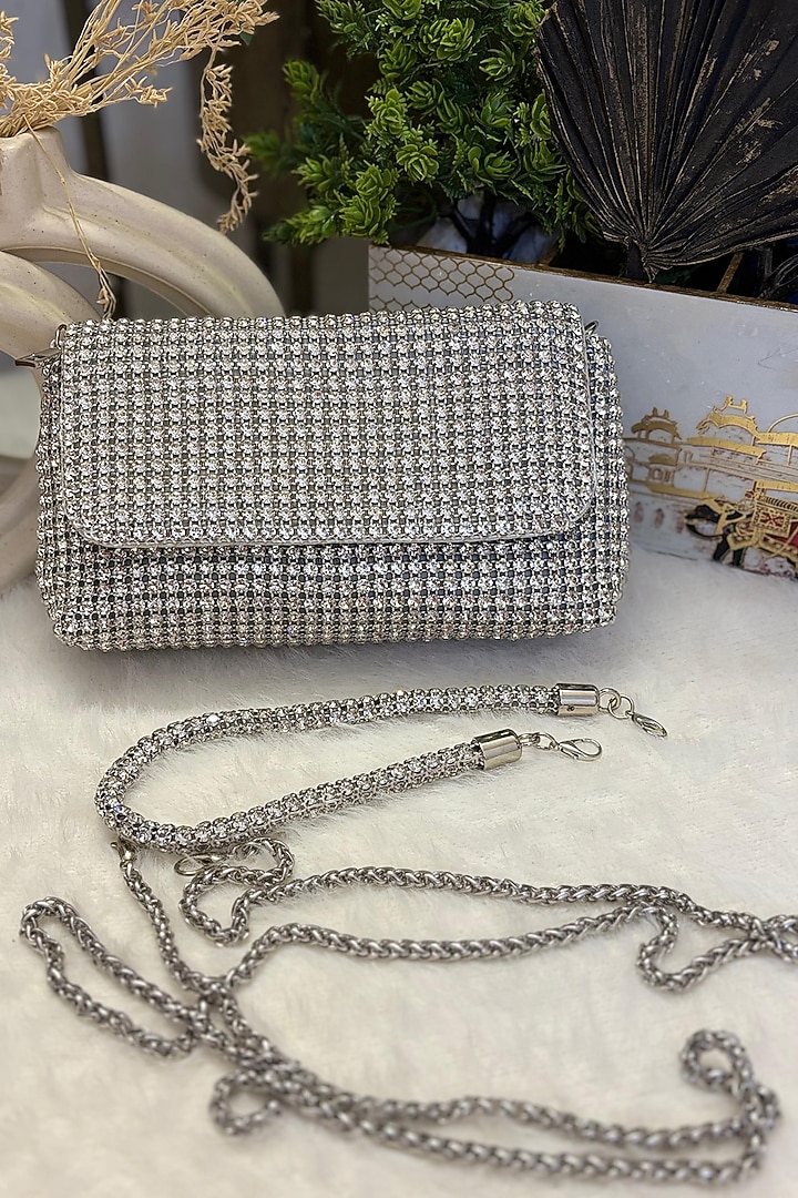 Silver Rhinestone Clutch by Soniya G Accessories at Pernia's Pop Up Shop