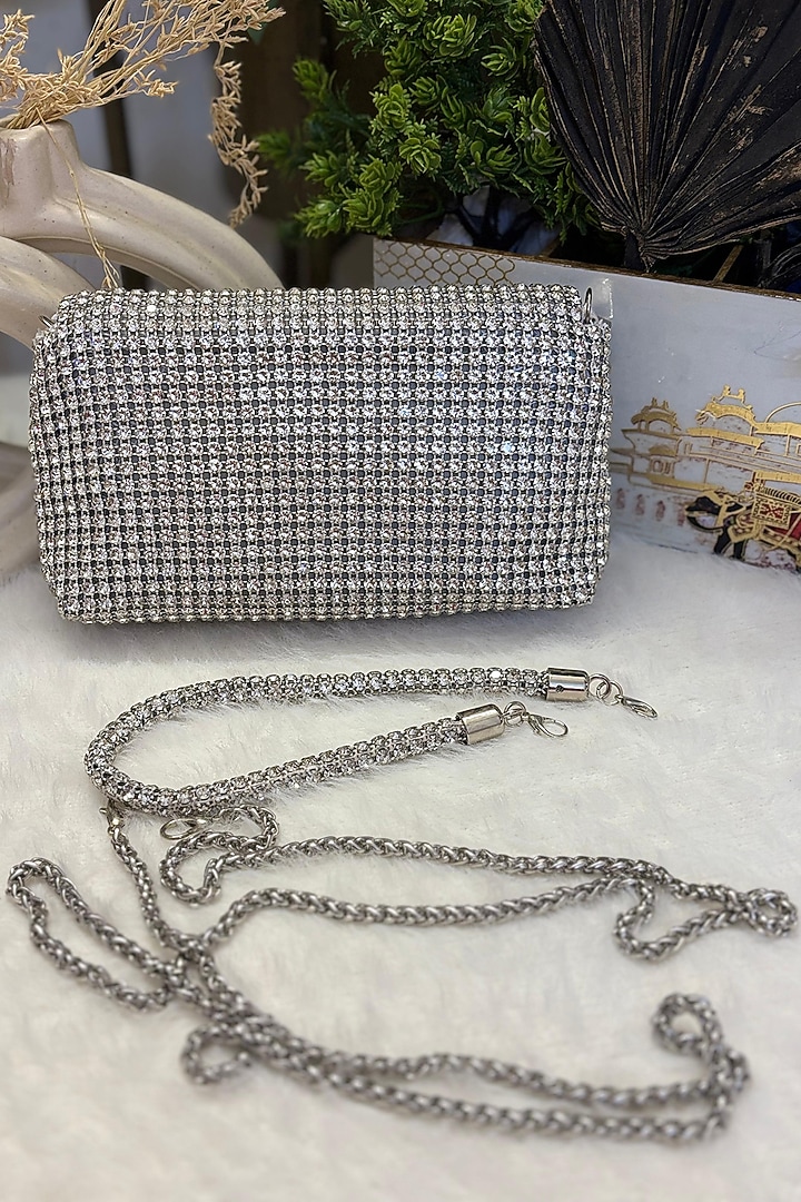 Silver Rhinestone Clutch by Soniya G Accessories at Pernia's Pop Up Shop