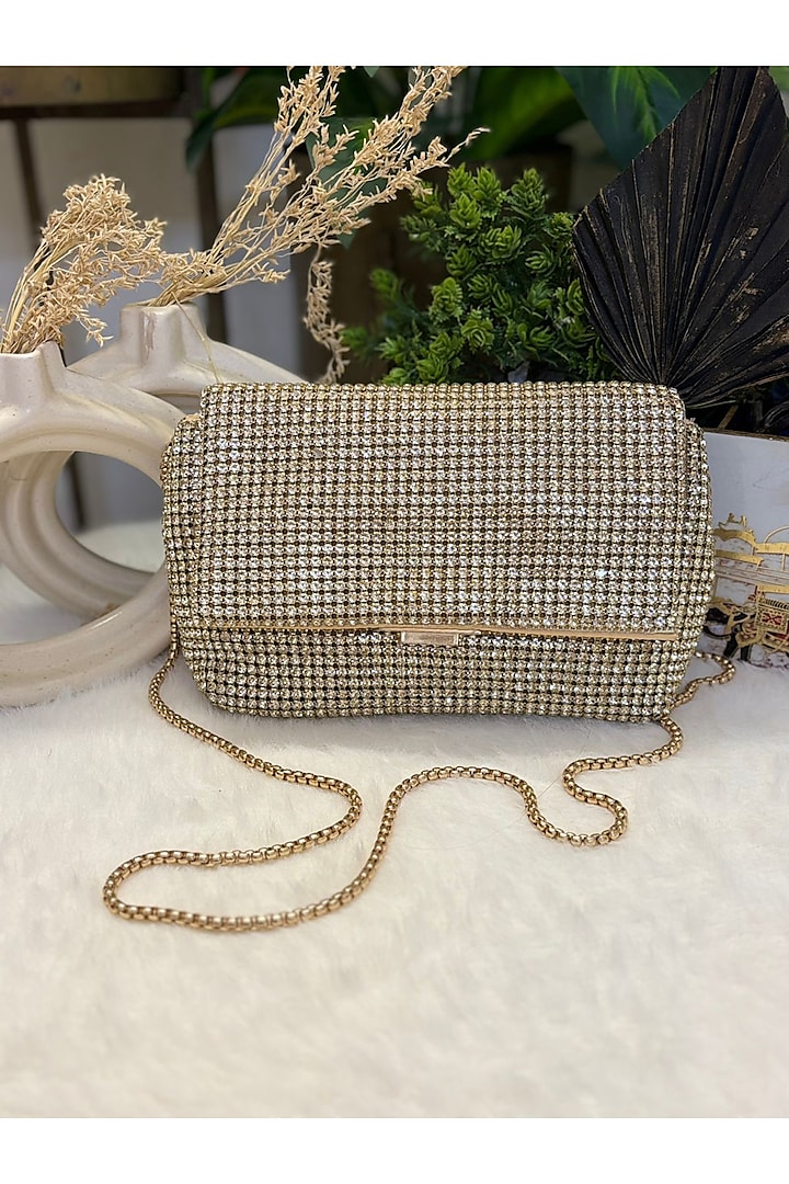 Golden Rhinestone Clutch by Soniya G Accessories at Pernia's Pop Up Shop