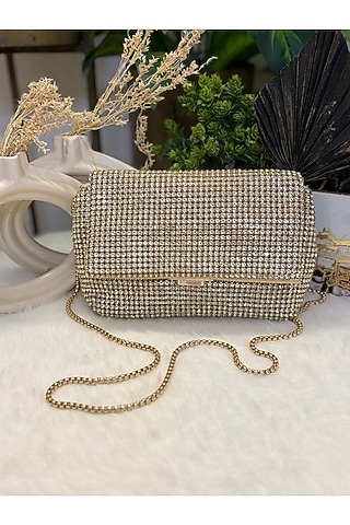 Golden Rhinestone Clutch by Soniya G Accessories