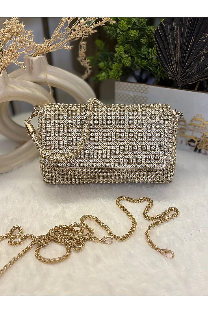 Golden Rhinestone Clutch by Soniya G Accessories at Pernia's Pop Up Shop