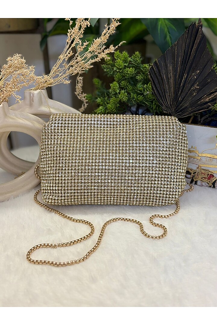 Golden Rhinestone Clutch by Soniya G Accessories at Pernia's Pop Up Shop