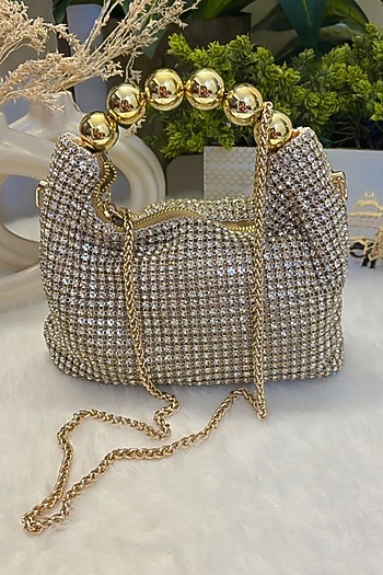 Golden Rhinestone Clutch by Soniya G Accessories at Pernia's Pop Up Shop