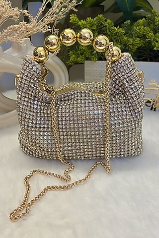 Golden Rhinestone Clutch by Soniya G Accessories