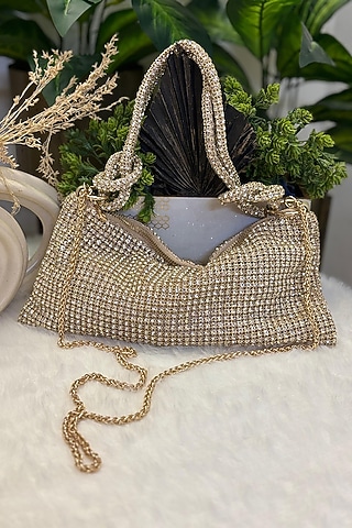 Golden Rhinestone Clutch by Soniya G Accessories
