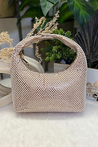 Rose Gold Pearls Clutch by Soniya G Accessories