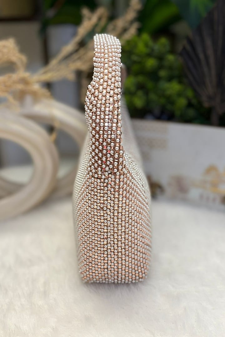 Rose Gold Pearls Clutch by Soniya G Accessories at Pernia's Pop Up Shop