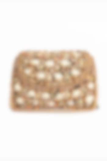 Gold Silk Clutch With Pearls by Soniya G Accessories at Pernia's Pop Up Shop