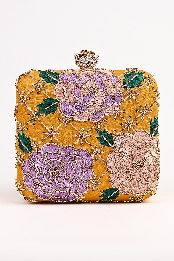 Multi-Colored Raw Silk Embroidered Clutch by Sugarcrush at Pernia's Pop Up Shop