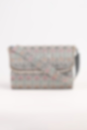 Multi-Colored Raw Silk Embroidered Clutch by Sugarcrush at Pernia's Pop Up Shop