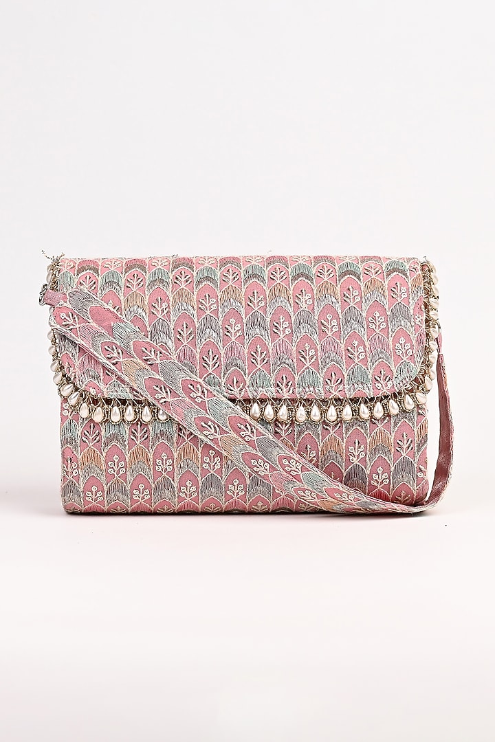 Multi-Colored Raw Silk Embroidered Clutch by Sugarcrush at Pernia's Pop Up Shop