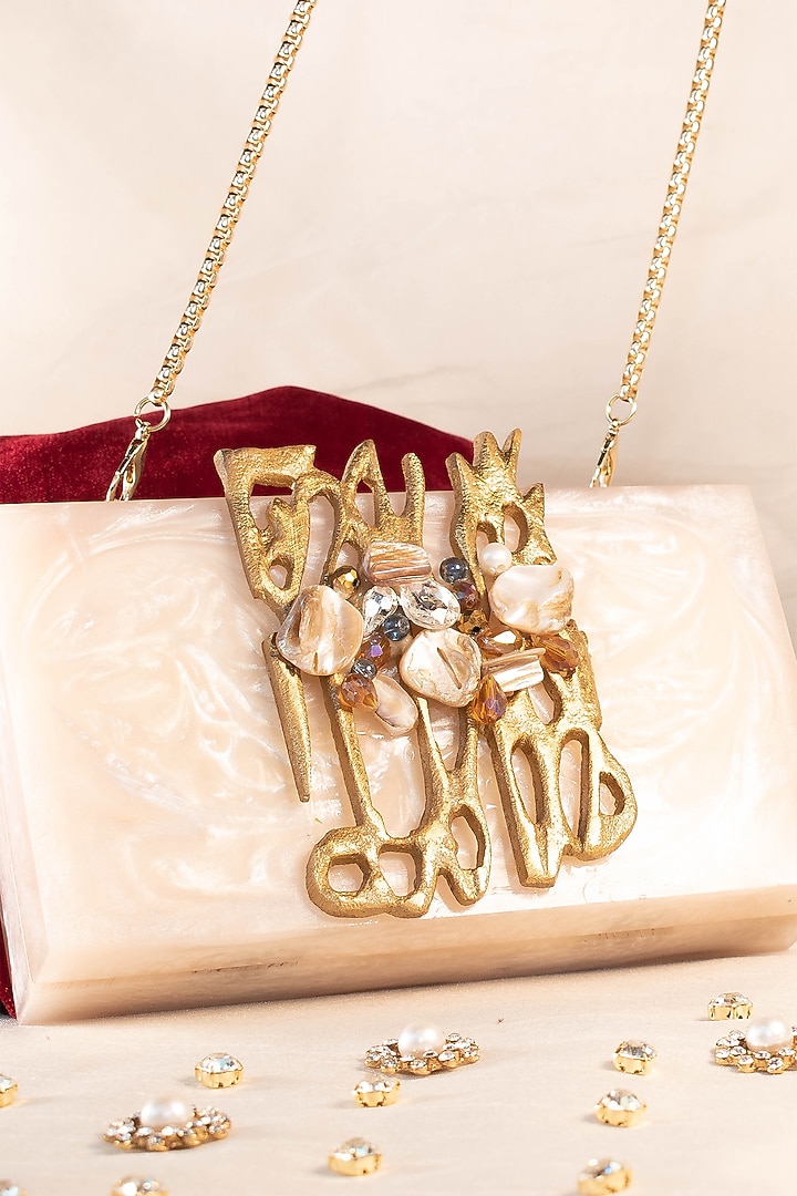 Beige Resin Clutch by Sugarcrush at Pernia's Pop Up Shop