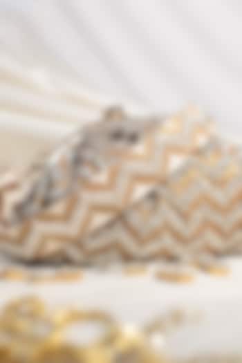 Gold Raw Silk Embroidered Clutch by Sugarcrush at Pernia's Pop Up Shop