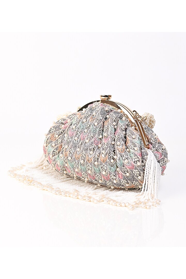 Multi-Colored Raw Silk Embroidered Clutch by Sugarcrush at Pernia's Pop Up Shop