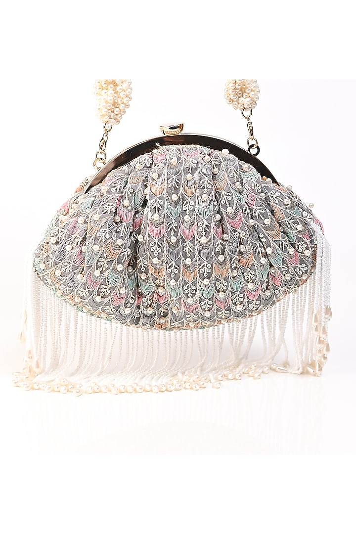 Multi-Colored Raw Silk Embroidered Clutch by Sugarcrush at Pernia's Pop Up Shop