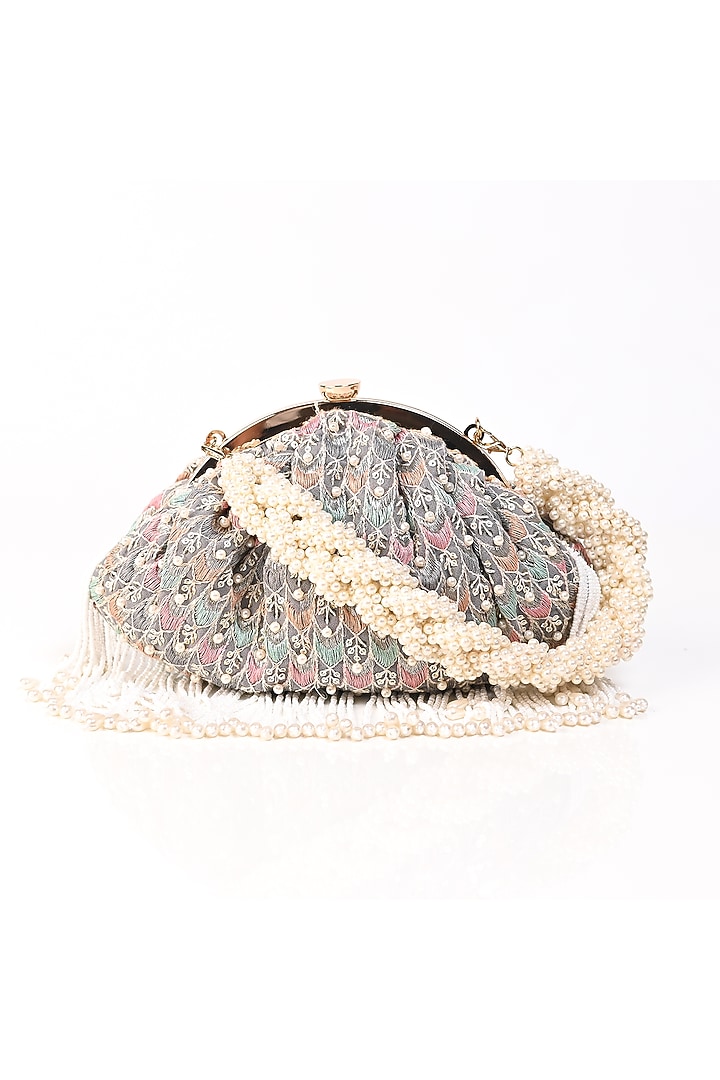 Multi-Colored Raw Silk Embroidered Clutch by Sugarcrush at Pernia's Pop Up Shop