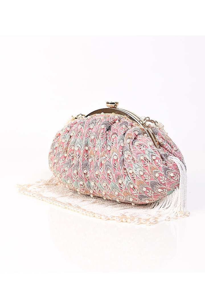 Multi-Colored Raw Silk Embroidered Clutch by Sugarcrush at Pernia's Pop Up Shop