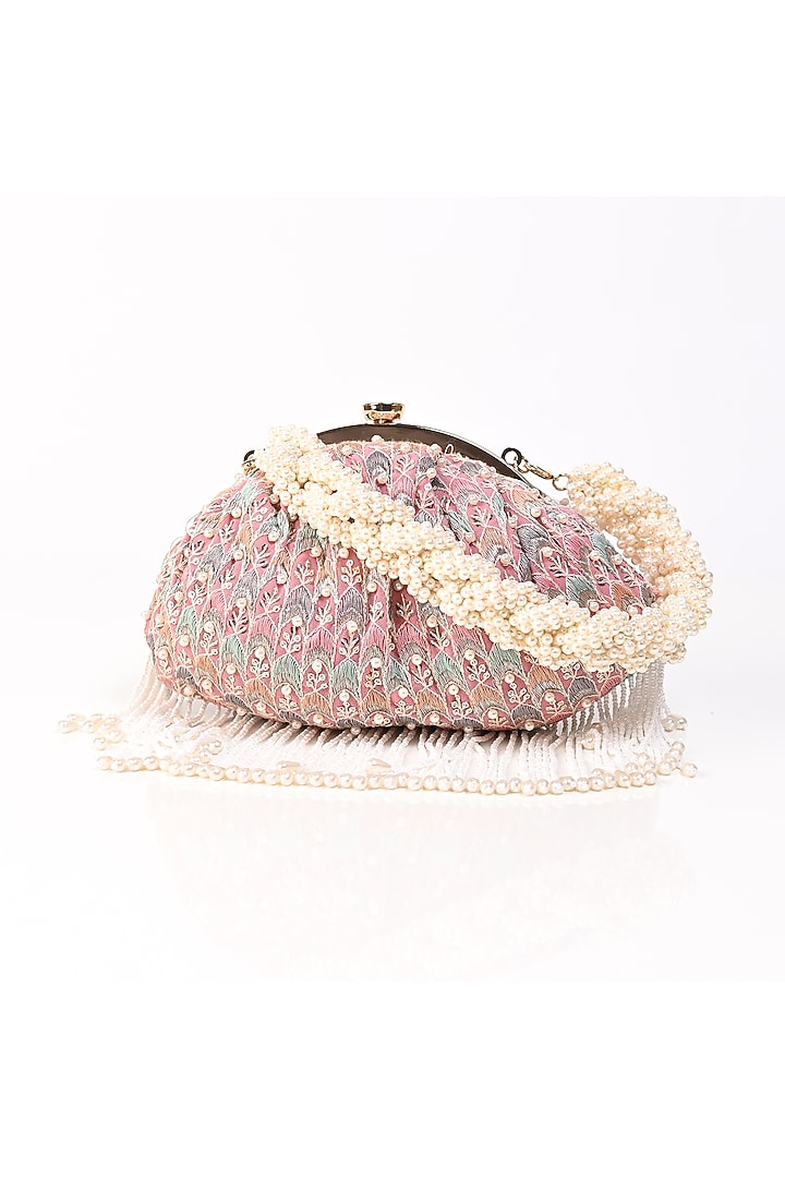 Multi-Colored Raw Silk Embroidered Clutch by Sugarcrush at Pernia's Pop Up Shop
