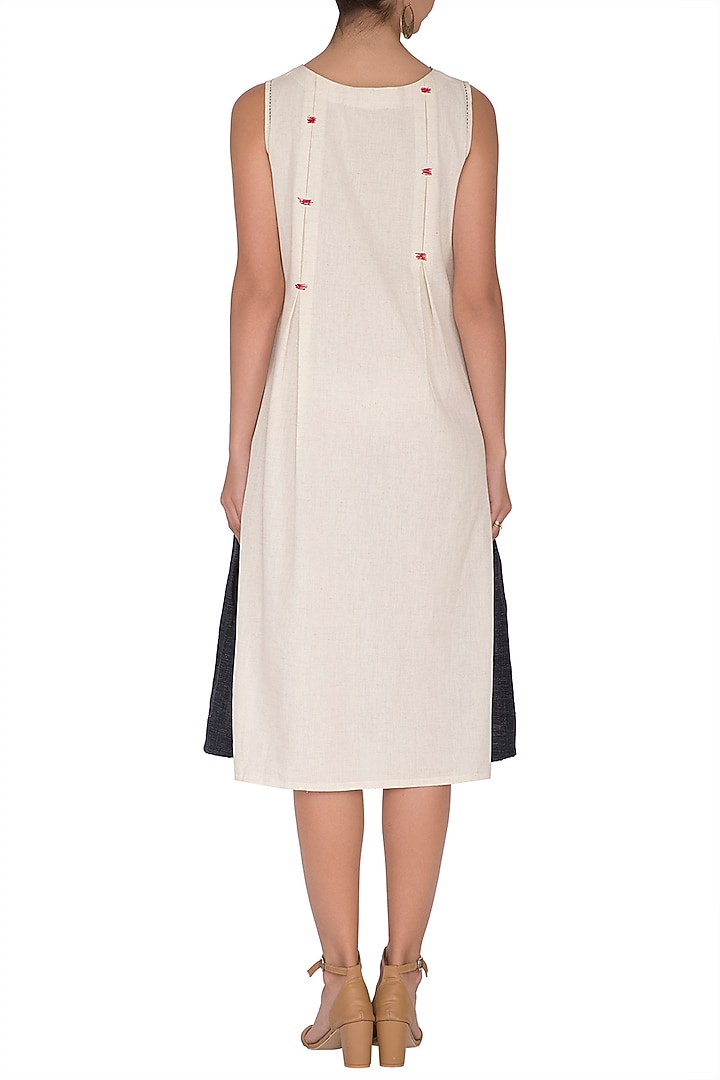 Off White Panelled Applique Summer Dress by Sagaa by Vanita at Pernia's Pop Up Shop