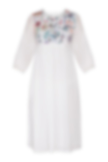 White Aari Embroidered Dress by Sagaa by Vanita