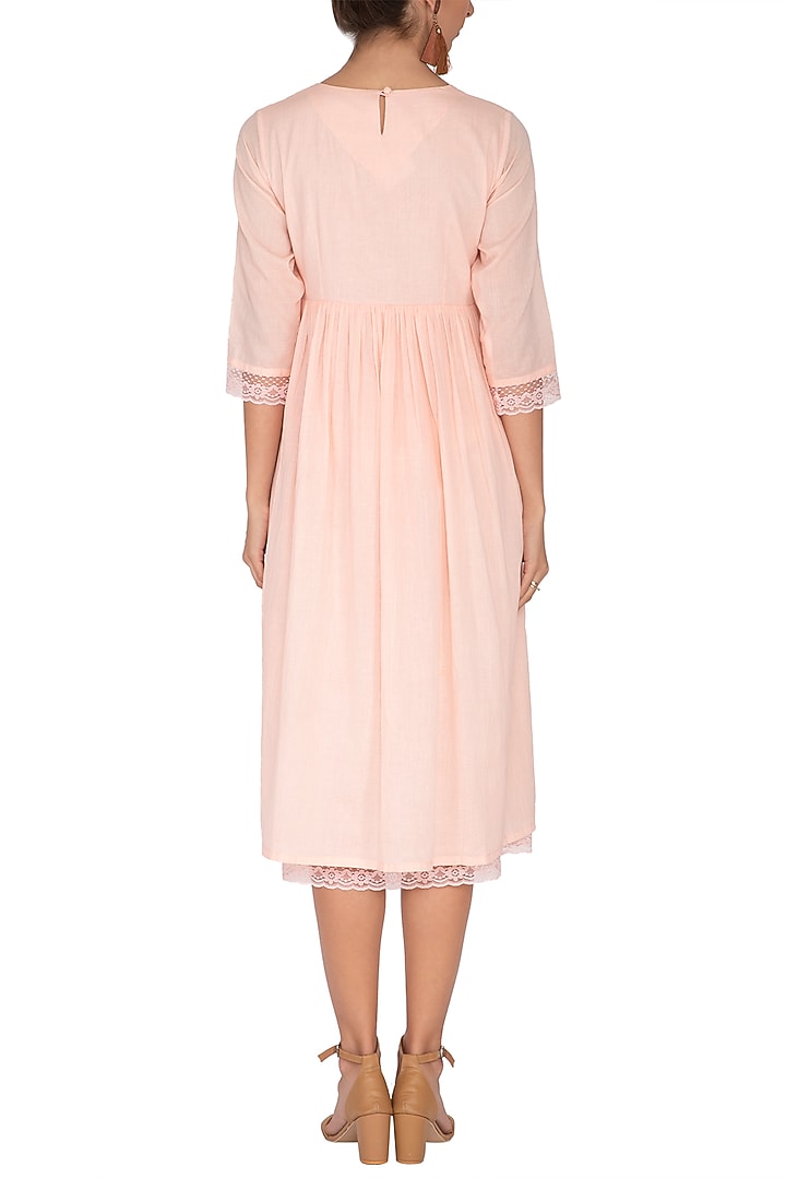 Rose Pink Embroidered Midi Summer Dress by Sagaa by Vanita at Pernia's Pop Up Shop