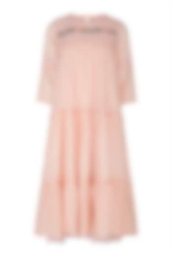 Peach Embroidered Tiered Dress by Sagaa by Vanita