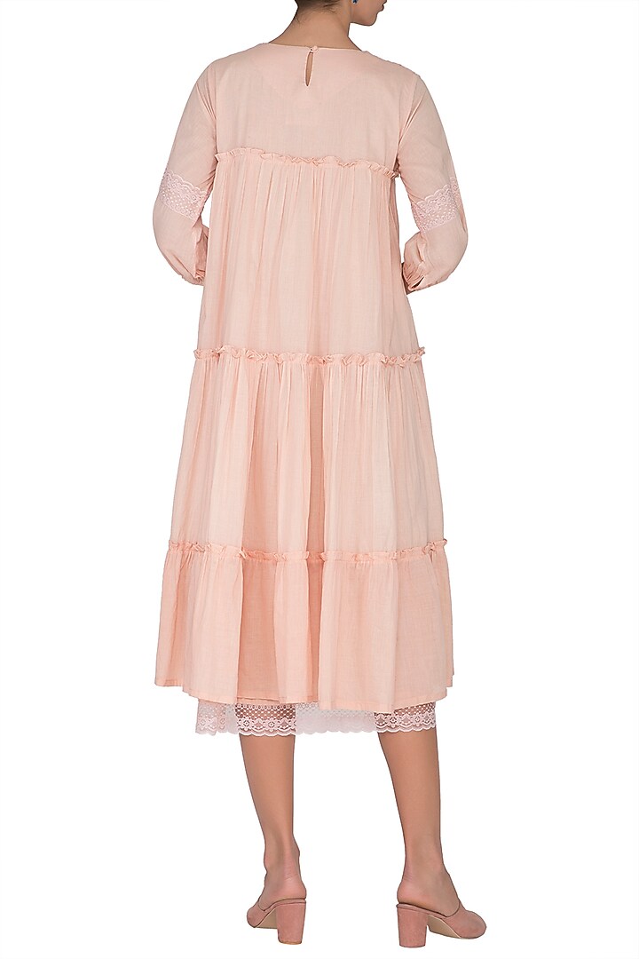 Peach Embroidered Tiered Summer Dress by Sagaa by Vanita at Pernia's Pop Up Shop