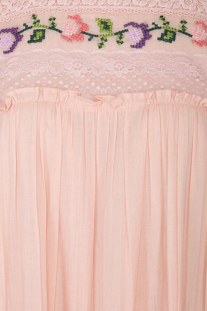 Peach Embroidered Tiered Summer Dress by Sagaa by Vanita at Pernia's Pop Up Shop