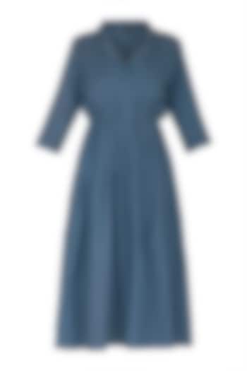Teal Blue Cotton Dress by Sagaa by Vanita