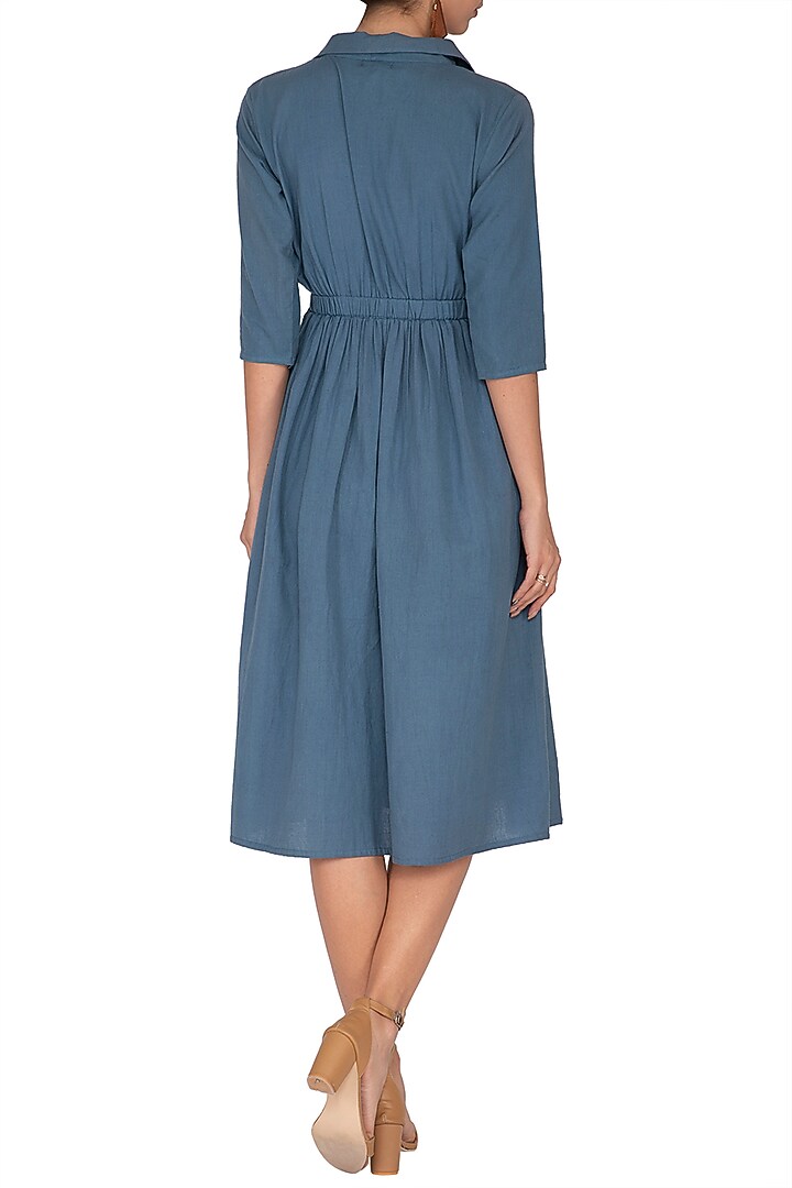 Teal Blue Cotton Summer Dress by Sagaa by Vanita at Pernia's Pop Up Shop